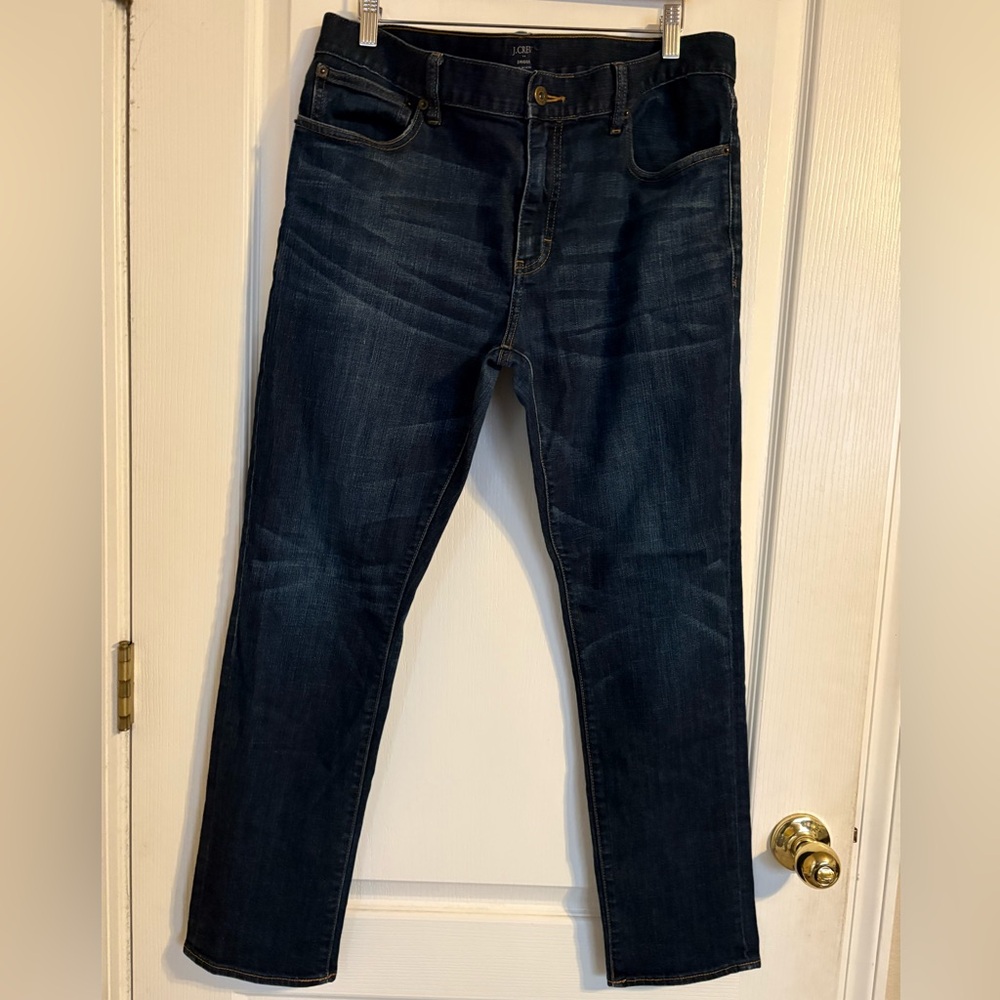 J. Crew Men’s Driggs Dark Blue Denim Jeans 34x30 Casual Basic Preppy Minimalist